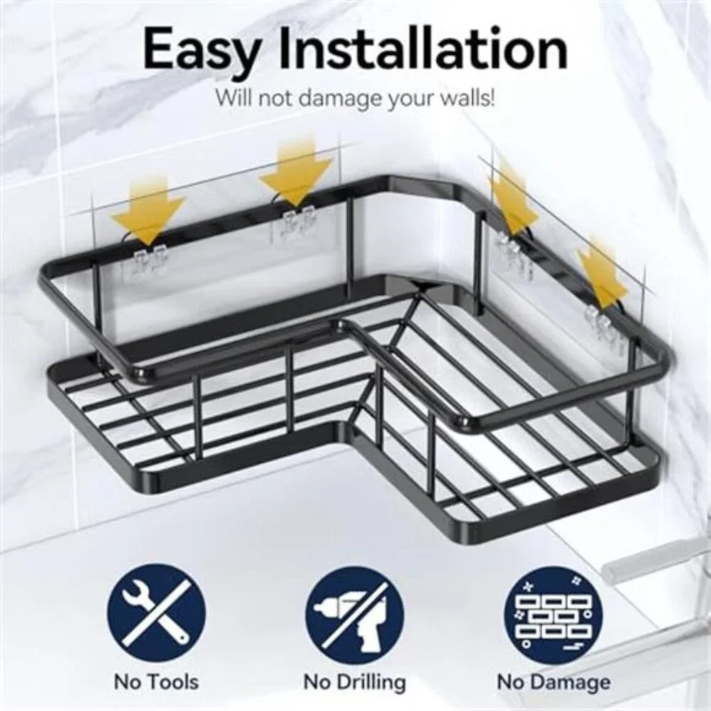 Corner Shower Caddy 3 Pack Adhesive Rustproof Stainless Steel Bathroom Shelf